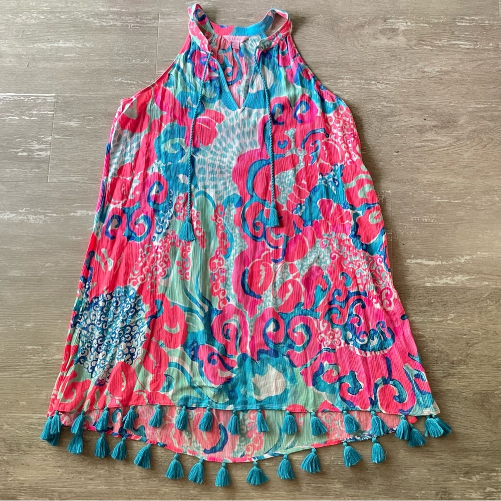 Small Lilly Pulitzer Roxy Roxi Dress in favorite Coral Reef I’m So Jelly